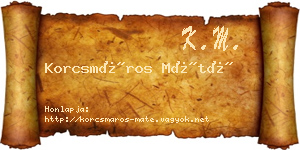 Korcsmáros Máté névjegykártya