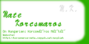 mate korcsmaros business card